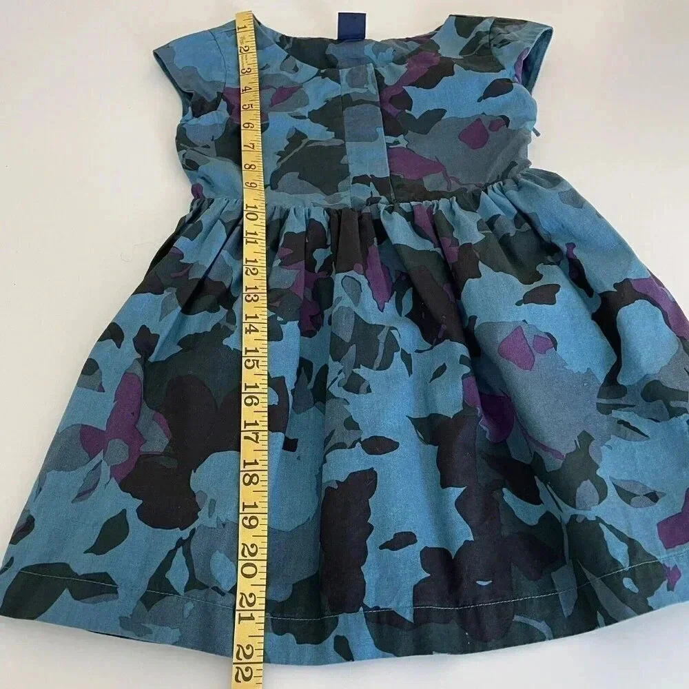 Gap Girls 4-5 Dress Blue Camo 100% Cotton Poplin Lined Short Sleeve EUC Summer